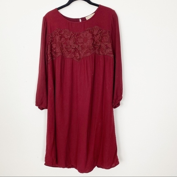 ALTAR’D STATE Burgundy Crochet Lace Flowy Dress Medium Boho Bohemian Fall - Picture 2 of 8